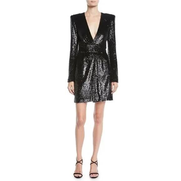 A.L.C. Mara Sequined Strong-Shoulder Dress - Picture 1 of 11